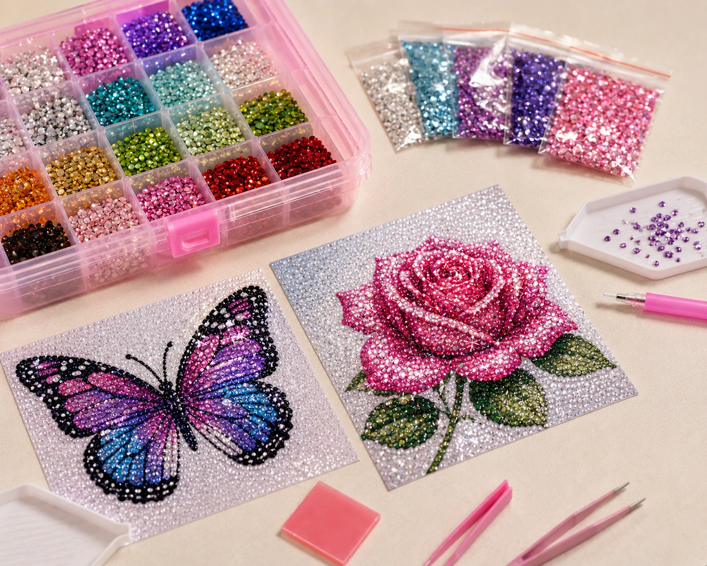 Colourful rhinestone craft and bedazzling kit