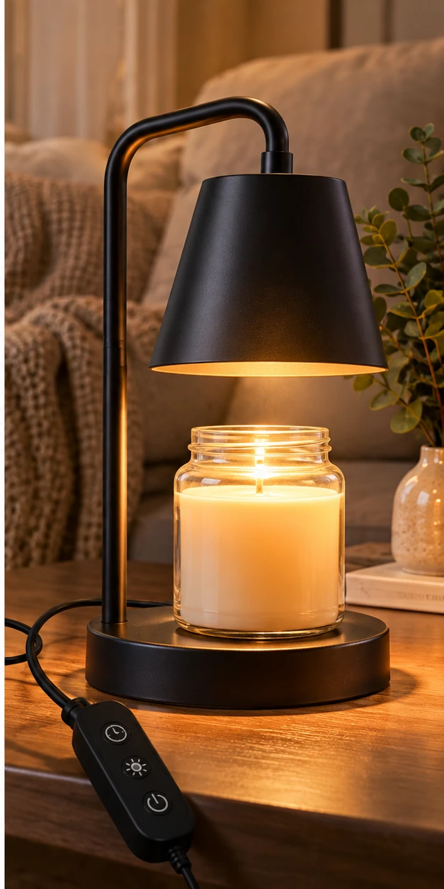 Adjustable candle warmer lamp with timer