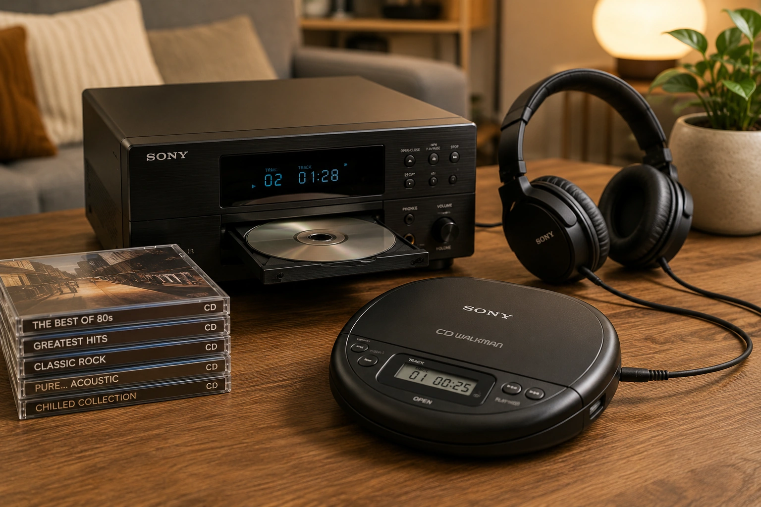 Home and portable CD players with wired headphones