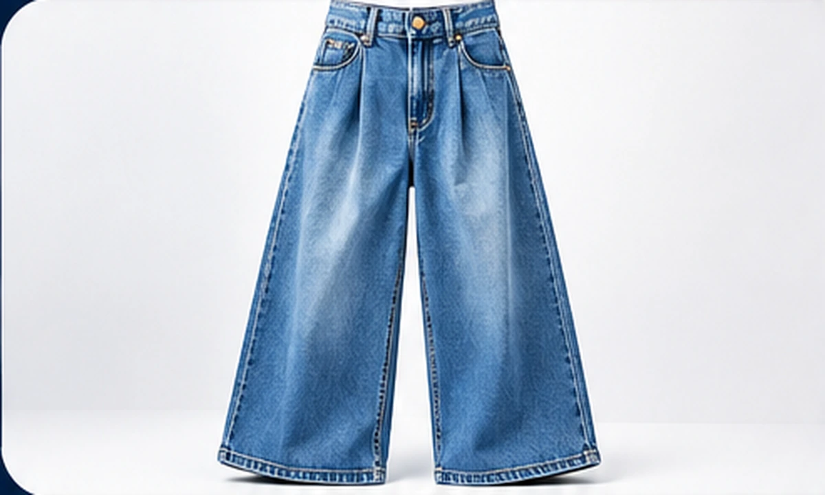 Pleated Wide-Leg Jeans