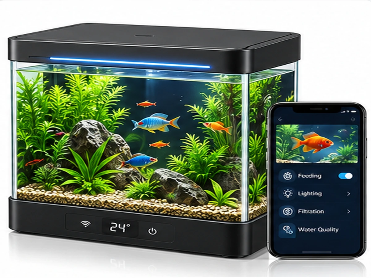Smart app-controlled fish tank aquarium