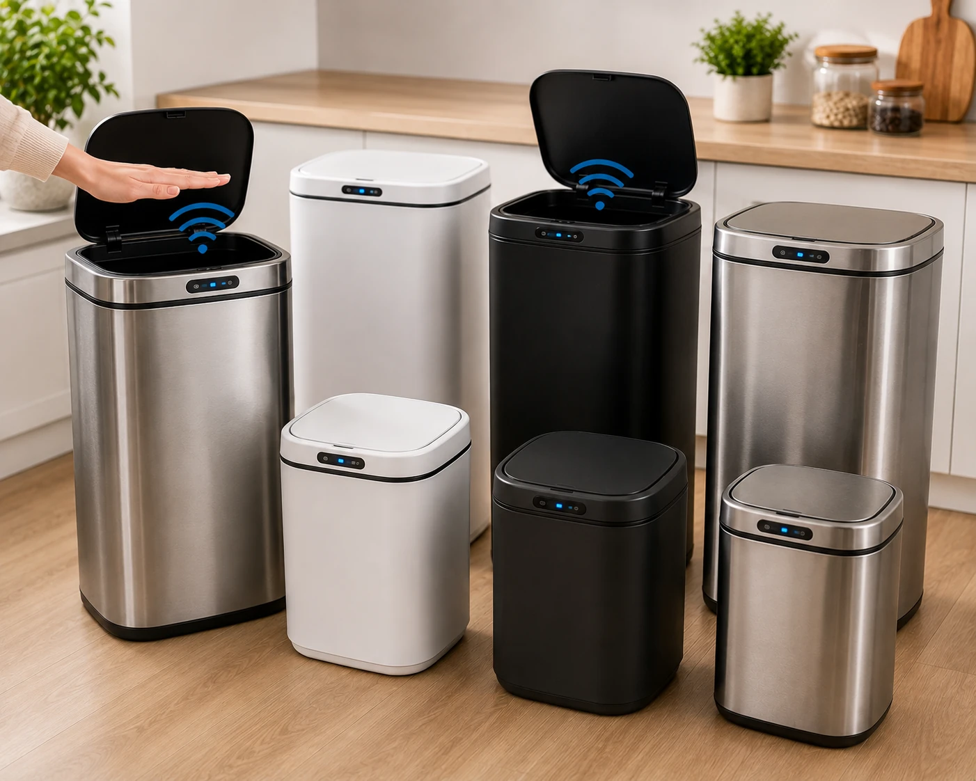 Touchless motion sensor kitchen bins