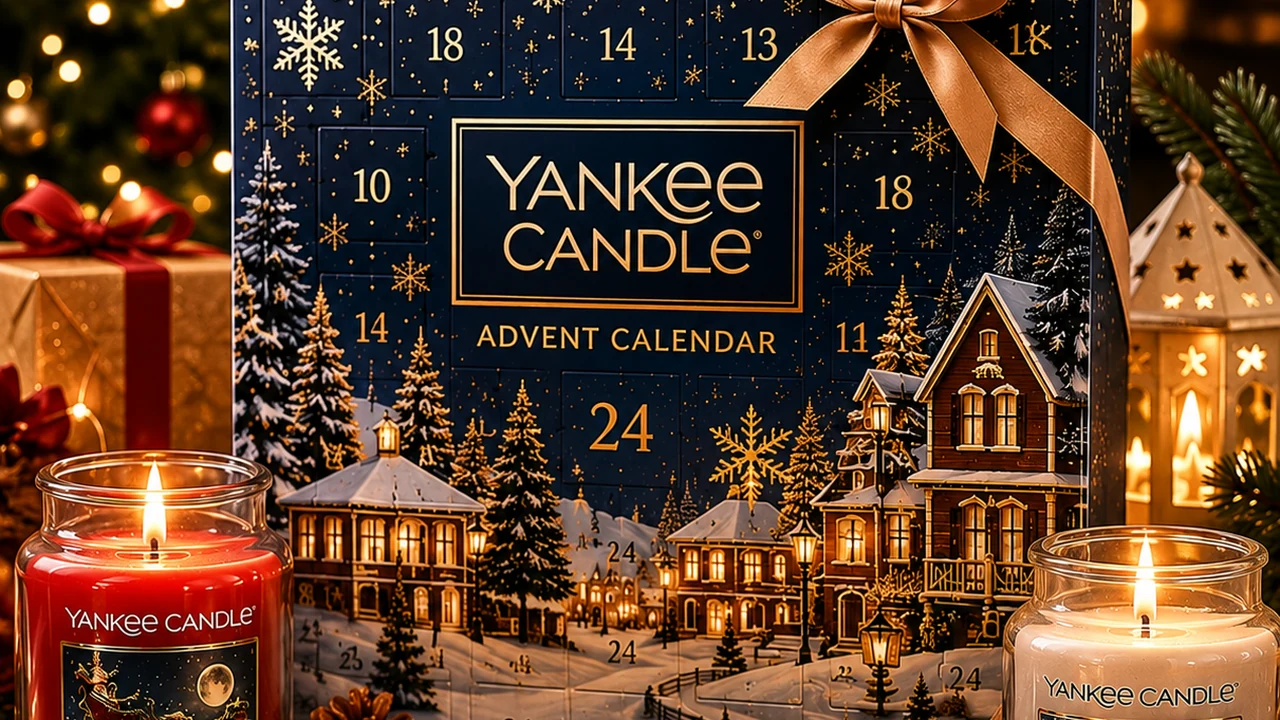 Festive candle advent calendar with candles and Christmas styling